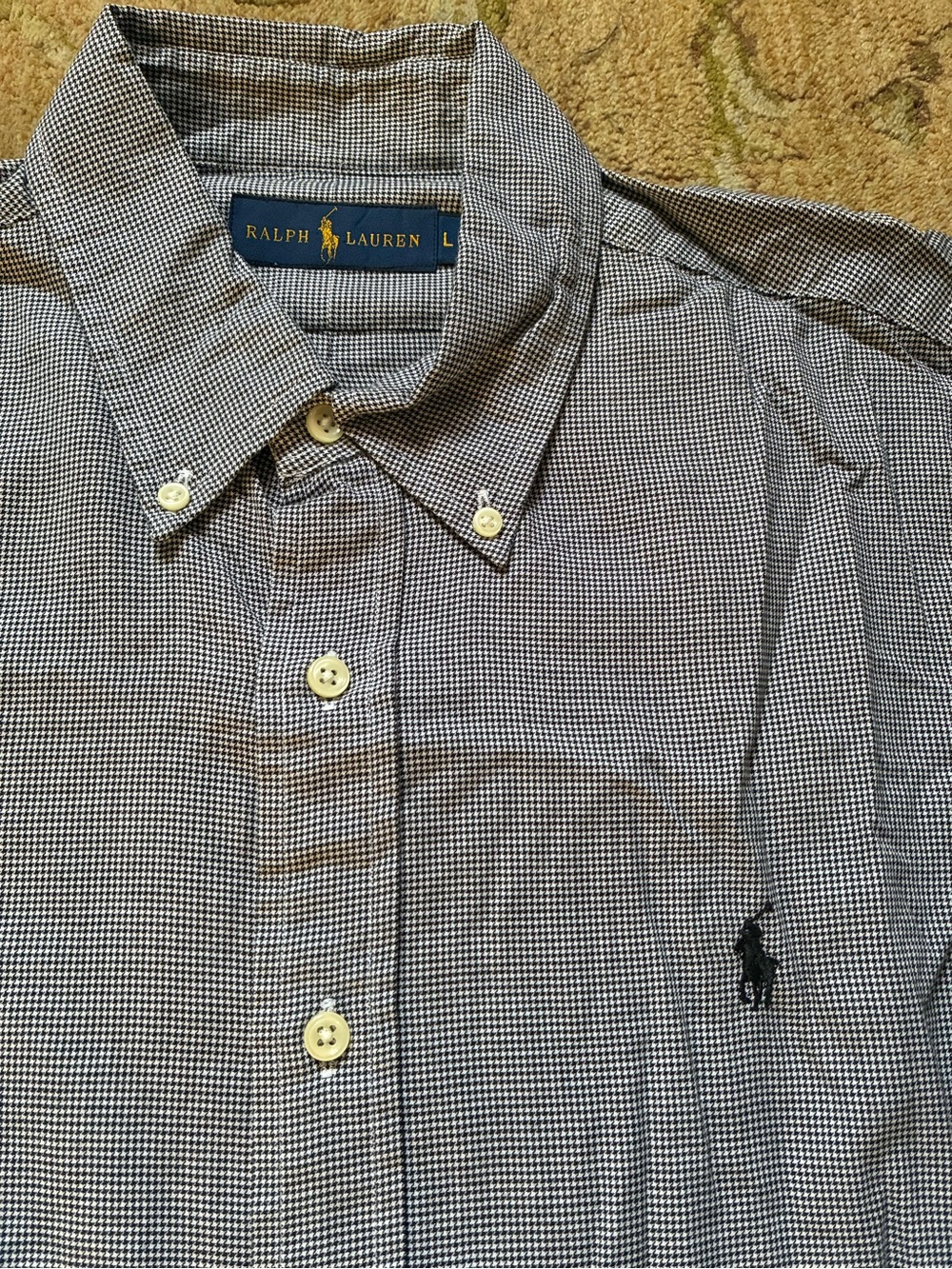 Ralph Lauren Black & White Micro-Check Button-Down Shirt